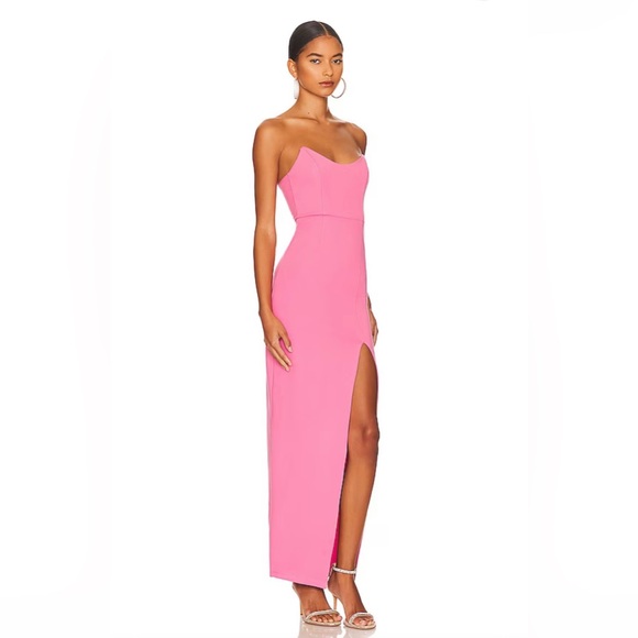 Superdown pink strapless formal bodycon maxi dress wedding party event NWT XS - Picture 4 of 16